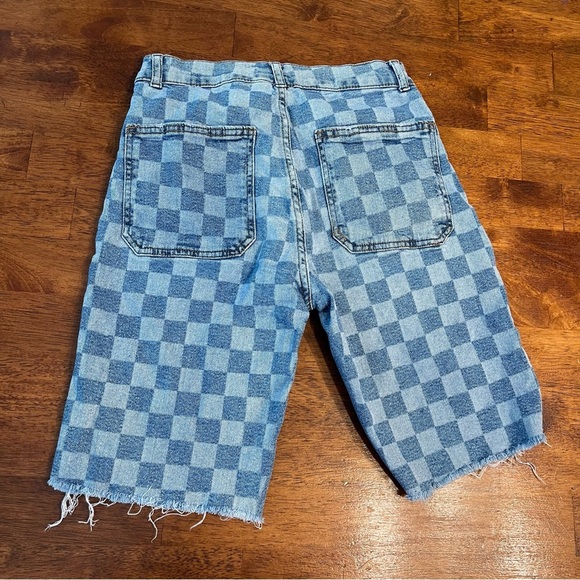 Zara checkerboard denim cutoff shorts size 11-12 - Picture 4 of 4